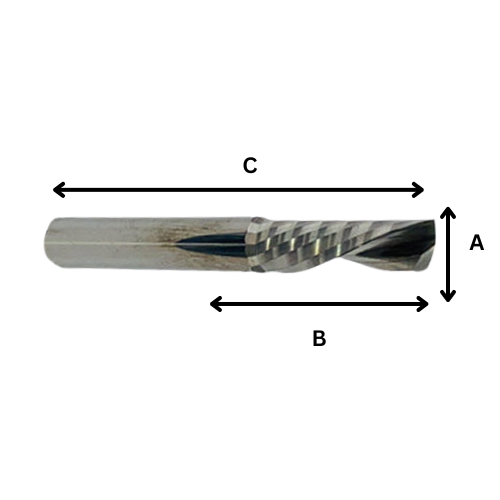 SOLID TUNGSTEN CARBIDE DOWN CUTTER FLUTED EDGE 2 FLUTE