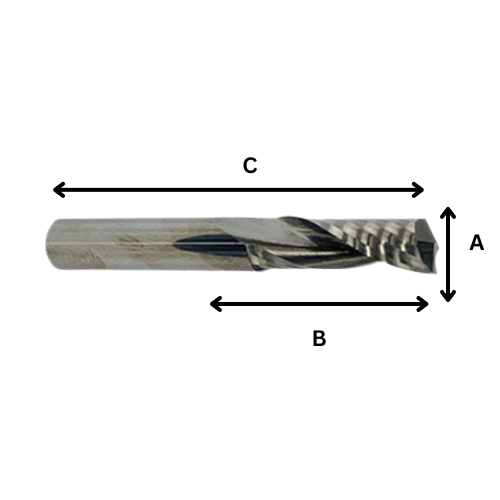 SOLID TUNGSTEN CARBIDE DOWN CUTTER FLUTED EDGE, 1 FLUTE