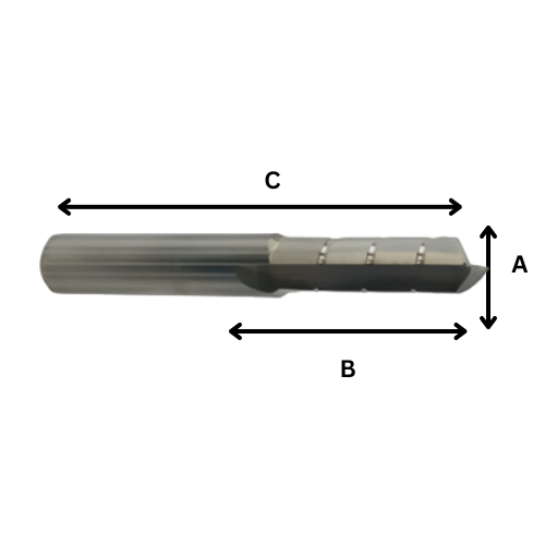 SOLID TUNGSTEN CARBIDE STRAIGHT CUTTER SERRATED EDGE 2 FLUTE
