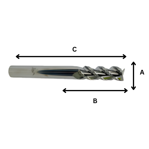 SOLID TUNGSTEN CARBIDE FLAT HRC65 ALUMINIUM 3 FLUTE