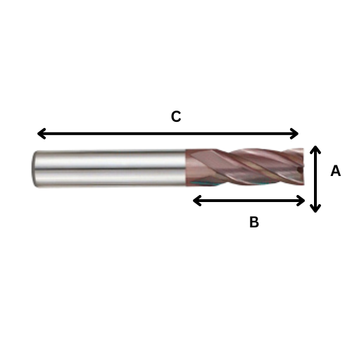 SOLID TUNGSTEN CARBIDE RADIUS CORNER END MILL 4 FLUTE