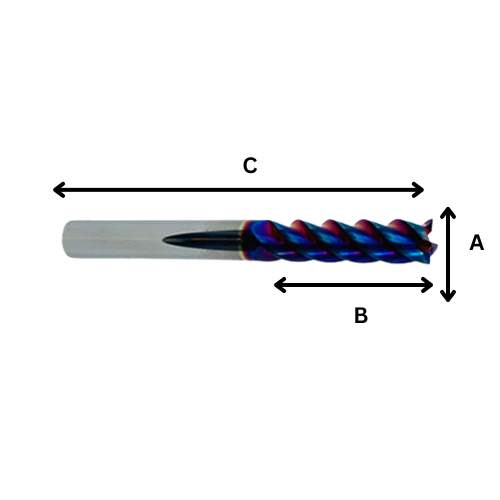 SOLID TUNGSTEN CARBIDE CORNER RADIUS HRC65 STEEL, 4 FLUTE