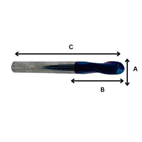 SOLID TUNGSTEN CARBIDE BULLNOSE HRC65 STEEL 2 FLUTE