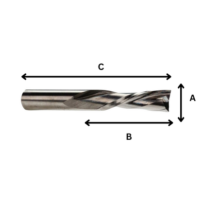SOLID TUNGSTEN CARBIDE DOWN CUTTER RELIEF EDGE 2 FLUTE